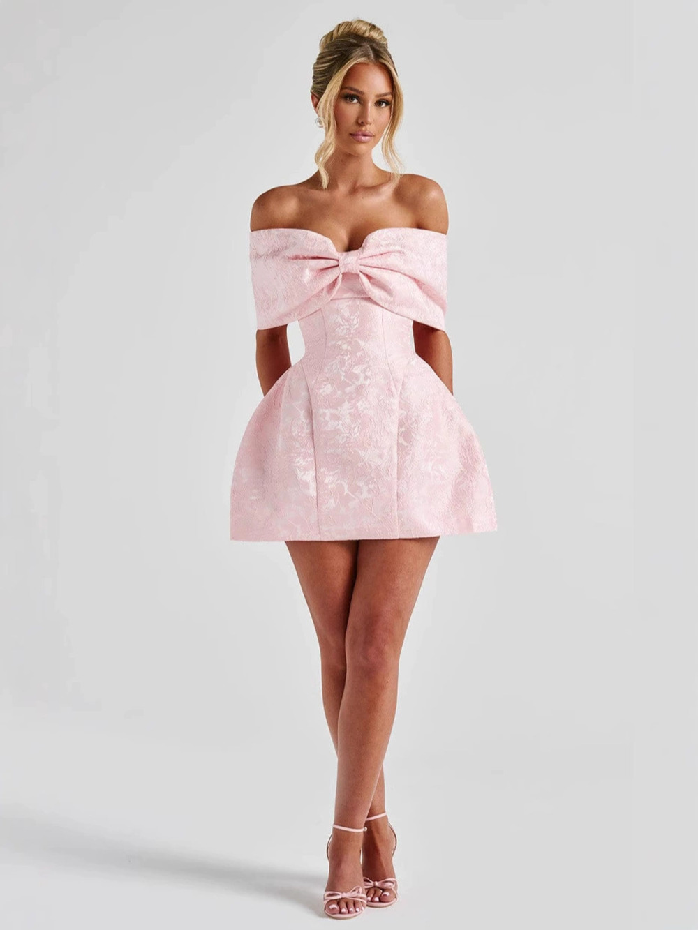 Zara Off Shoulder Bow Backless Party Short Dress